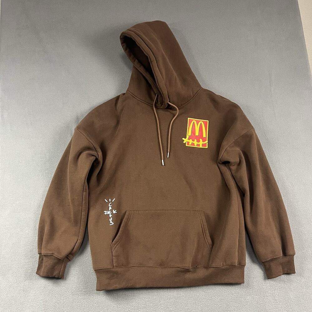 Cactus Jack Hoodie Mens 2XL Brown McDonald's Travis Scott Graphic Sweatshirt